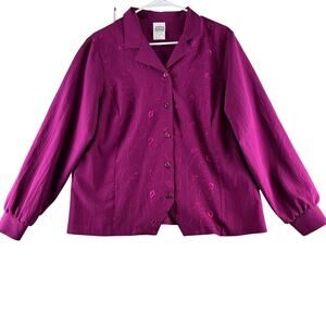 Nikki Button Up Shirt Long Sleeve Women's Large Western Rodeo Cowgirl Maroon